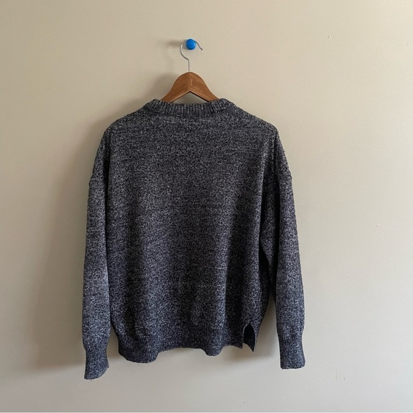 Wool Cotton Long Sleeve Crew Neck Sweater | Salt and Pepper Gray - Picture 5 of 8